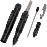 Rothco 7-in-1 Glass Breaker Tactical Pen & Flashlight in disassembled state showing its internal components