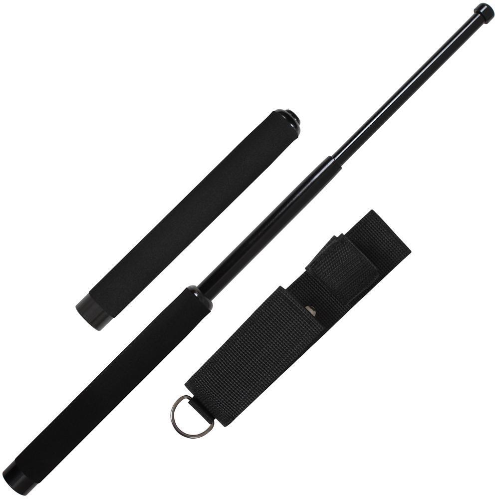 26 inch Solid Steel Expandable Baton extended and retracted state with Nylon Holster from Rothco