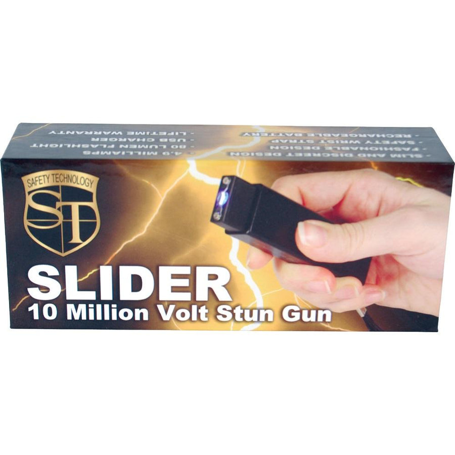 Safety Tech Slider Mini Keychain Stun Gun Black 10M