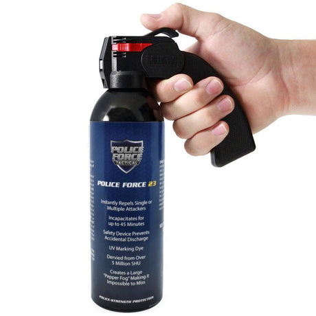 Police Force Tactical 23 Pistol Grip Pepper Spray Fog 1 lb. Black