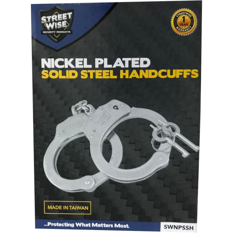 Streetwise Double Lock Solid Steel Handcuffs Nickel