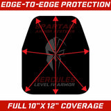 Graphic showing full 10x12 coverage of Black Spartan Hecules Level IV Ceramic Body Armor 