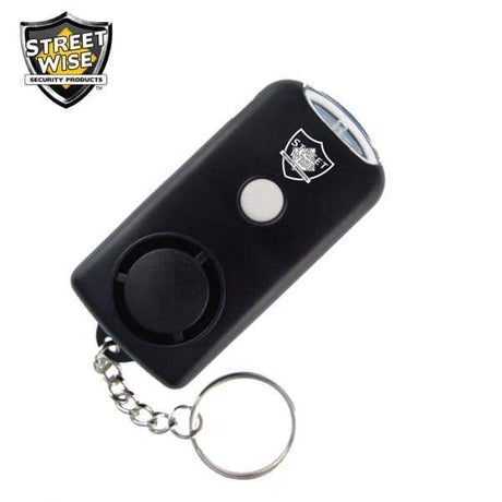 Black Streetwise 130dB Keychain Panic Alarm with LED Light and keyring
