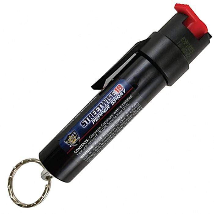 Black Streetwise 18 Keychain Pepper Spray UV Marking Dye 3/4 oz. with keyring