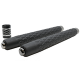 pair of Streetwise™ Expandable 19" LED Stun Gun Baton 30M in a collapsed form with the metal connector