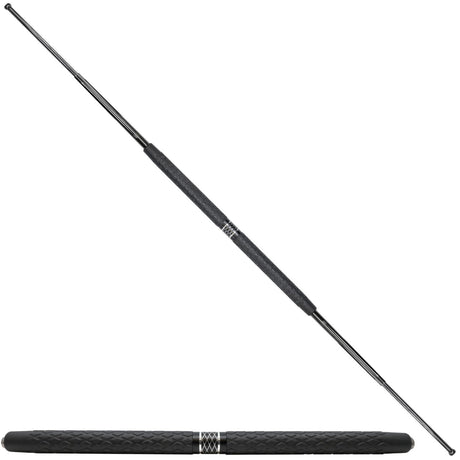 a fully expanded Streetwise™ Expandable 19" LED Stun Gun Baton from both sides.