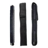 Three views of the 26" Streetwise Expandable Solid Steel Baton: collapsed, its nylon carrying sheath, and the baton inserted into the sheath