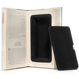 An open Large Hardbound Book revealing its black hidden safe