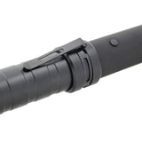 close up view of Streetwise™ Mini Barbarian 14.6" LED Stun Gun Baton 9M Media focusing on its clip