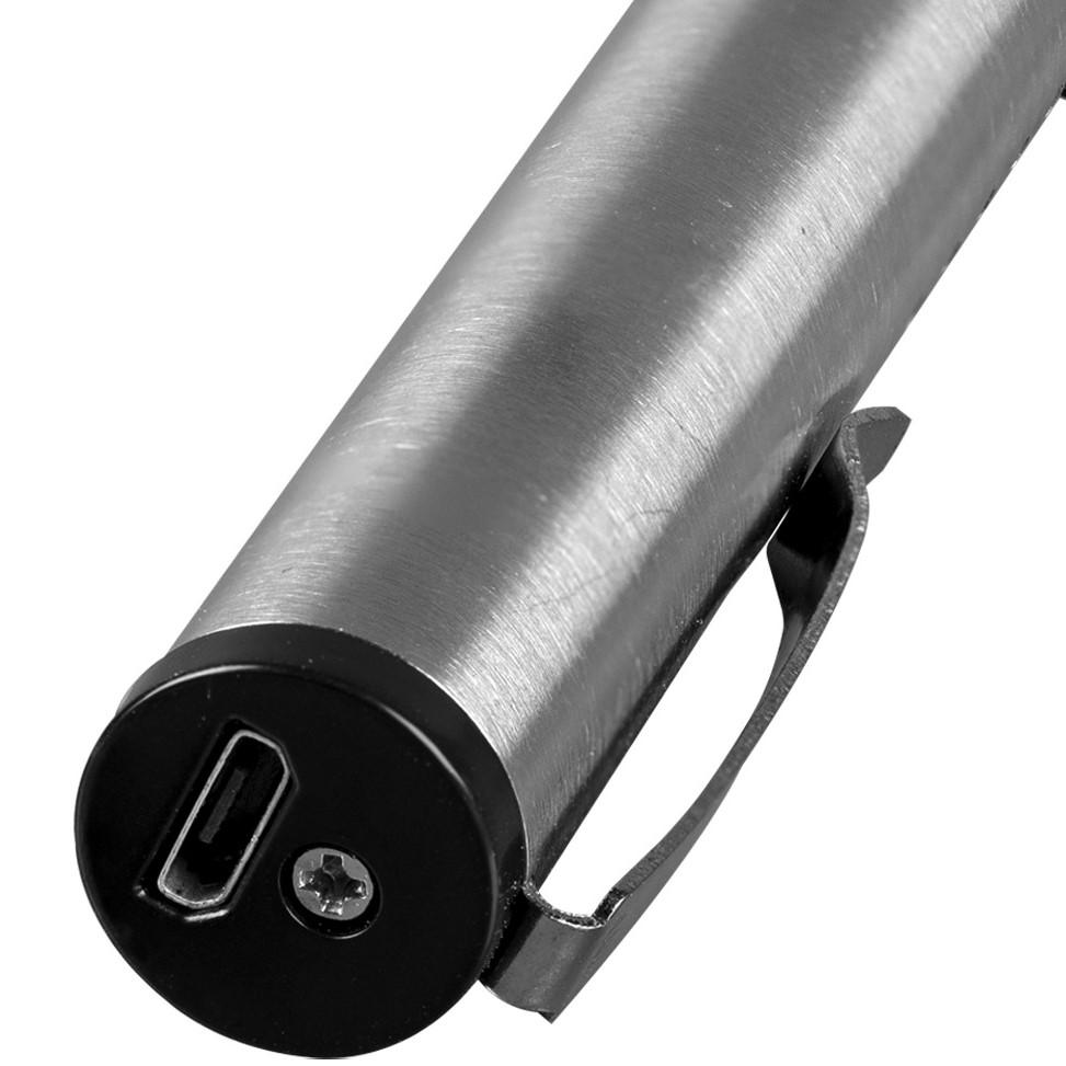 Close up view of Top Part of Streetwise Pain Pen showing its usb port and metal clip