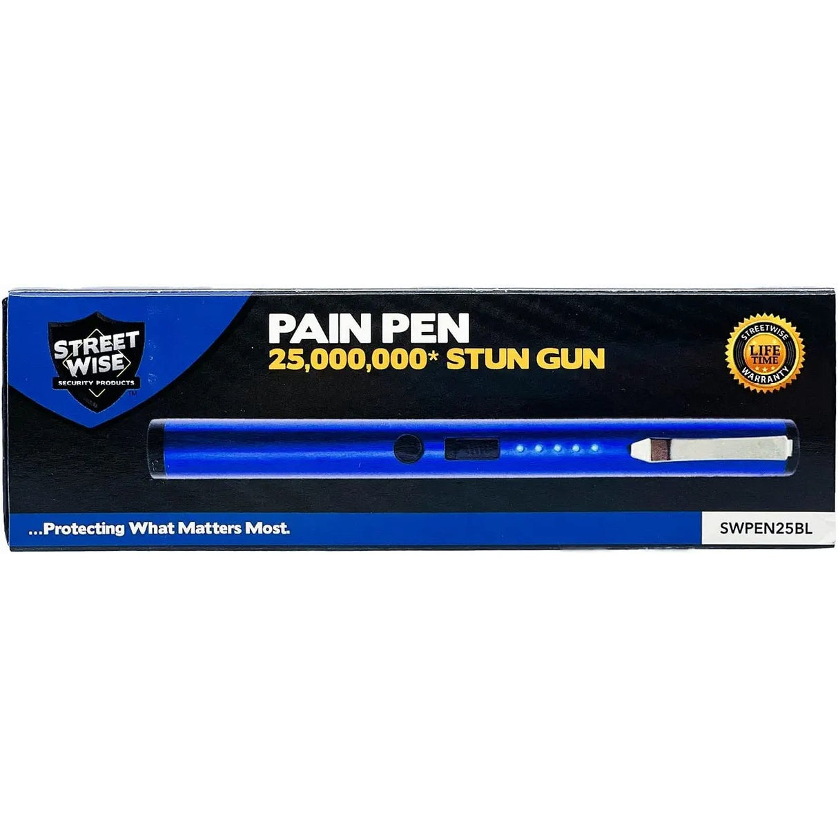 Streetwise Pain Pen Rechargeable Stun Gun 25M in packaging