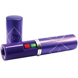 a view of a violet Streetwise™ Perfume Protector Disguised Rechargeable Stun Gun 17M with its cap removed