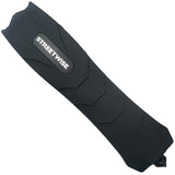 Front view of black Streetwise Serpent LED Glass Breaker Stun Gun 83M 