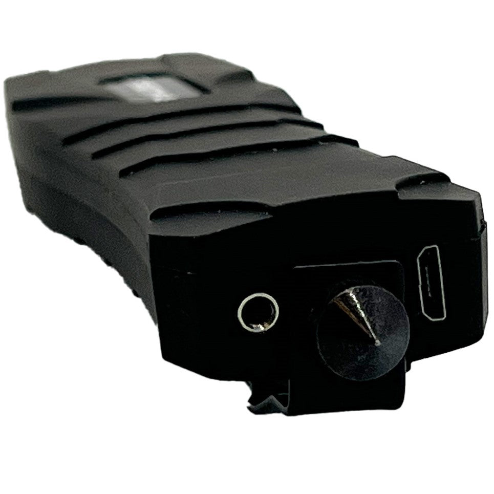 Closeup view of Glass breaker tip of Streetwise Serpent LED Glass Breaker Stun Gun