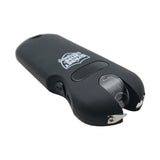 Top view of black Streetwise Smart Body Activated Stun Gun 24M highlighting its metal prongs