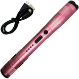 contents of a pink streetwise streetlight LED flashlight with its USB recharging cable.