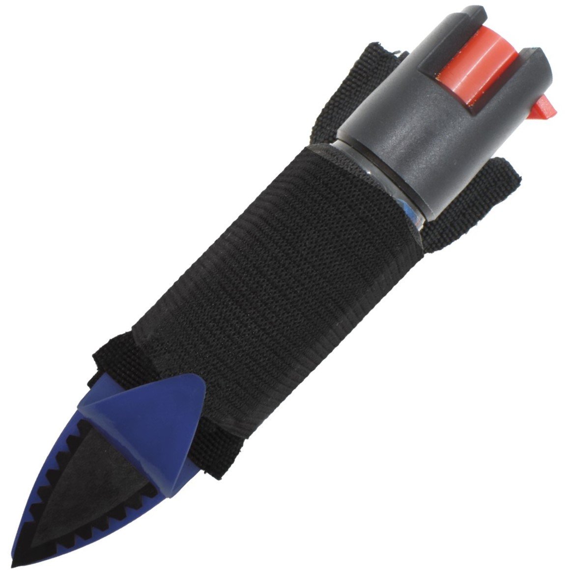 a front view of the blue Streetwise™ Strike-n-Spray Double Defender Pepper Spray 1/2 oz.
