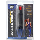 a blue Streetwise™ Strike-n-Spray Double Defender Pepper Spray 1/2 oz. in its packaging 
