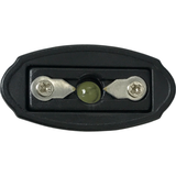 a close up view of the top of a Streetwise USB Secure Keychain Stun Gun, showcasing its metal prongs for stun.