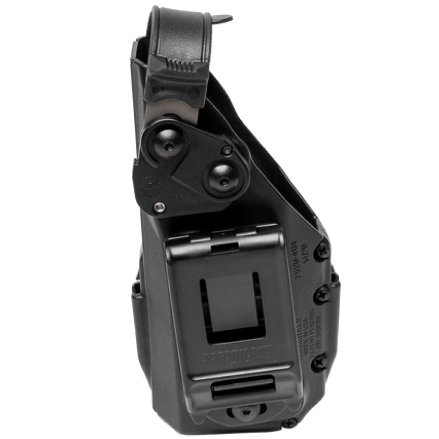 a view of the TASER 7 CQ Home Defense Shooting Stun gun clip on black holster with its clip off