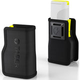 full and collapsed view of the TASER Bolt 2 Nylon Holster w/ Adjustable Metal Belt Clip
