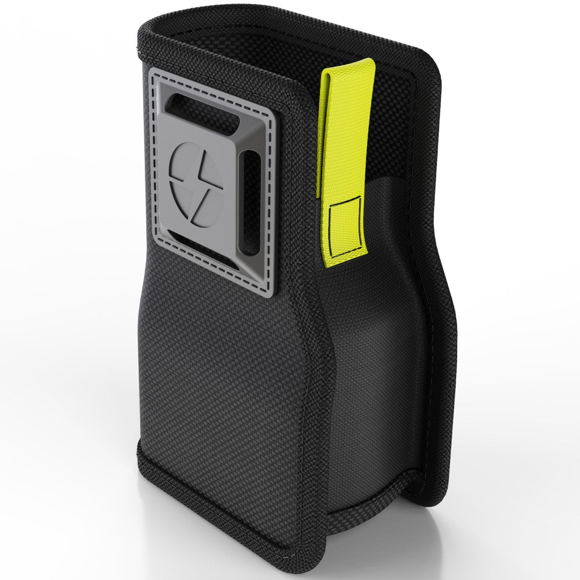a side view of the TASER Bolt 2 Nylon Holster w/ Adjustable Metal Belt Clip