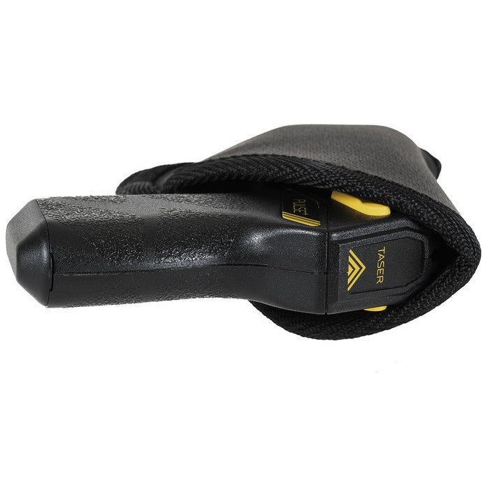 a back view of the TASER Pulse IWB Ambidextrous Sticky Holster with its gun inside the holster