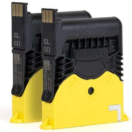 Two black and yellow TASER X2 Reload Air Cartridges