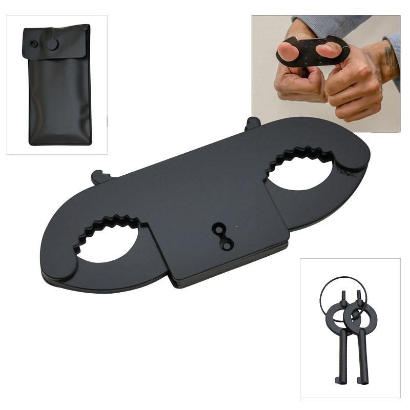 Takedown™ Gear Heavy-Duty Black Steel Thumbcuffs w/ Case