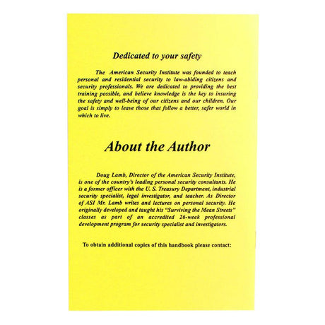 ASI How To Use Tactical Defense Sprays Handbook back cover