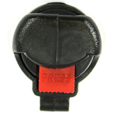 a close up view of the Protector 18 Hard Shell Keychain Pepper Spray Black to its spray 