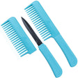 Blue Tiger-USA Comb Knife, disassembled to show the hidden stainless steel blade between the two comb pieces