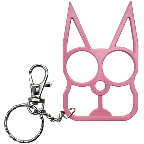a pink WeaponTek Cat Keychain Self-Defense Metal Knuckle Weapon
