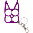 Purple cat-shaped Keychain Self-Defense Metal Knuckle Weapon with metal keyring hook from Weapontek