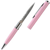 Light Pink 2.13" Weapontek Concealed Stainless Steel Serrated Pen Knife with cap removed