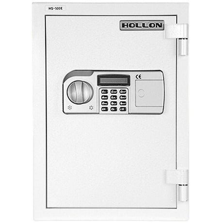 A closed white Hollon 500E Fireproof Electronic Keypad Lock Home Safe