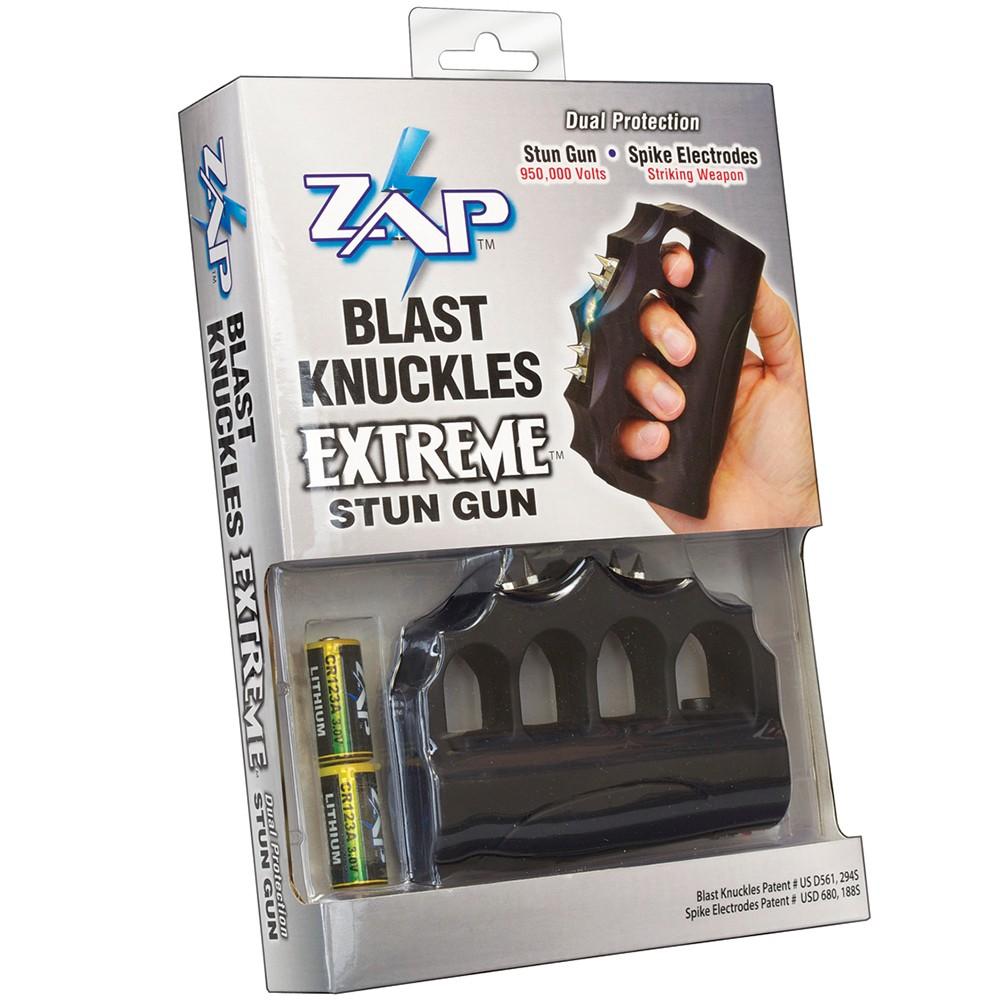 a ZAP Blast Knuckles Stun Gun Extreme in its  packaging