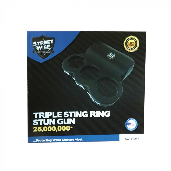 Streetwise™ Triple Sting Ring Rechargeable Stun Gun 28M