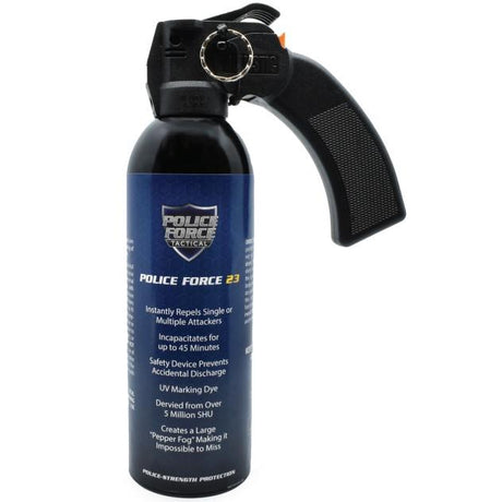 Police Force Tactical 23 Pistol Grip Pepper Spray Fog 1 lb. Black