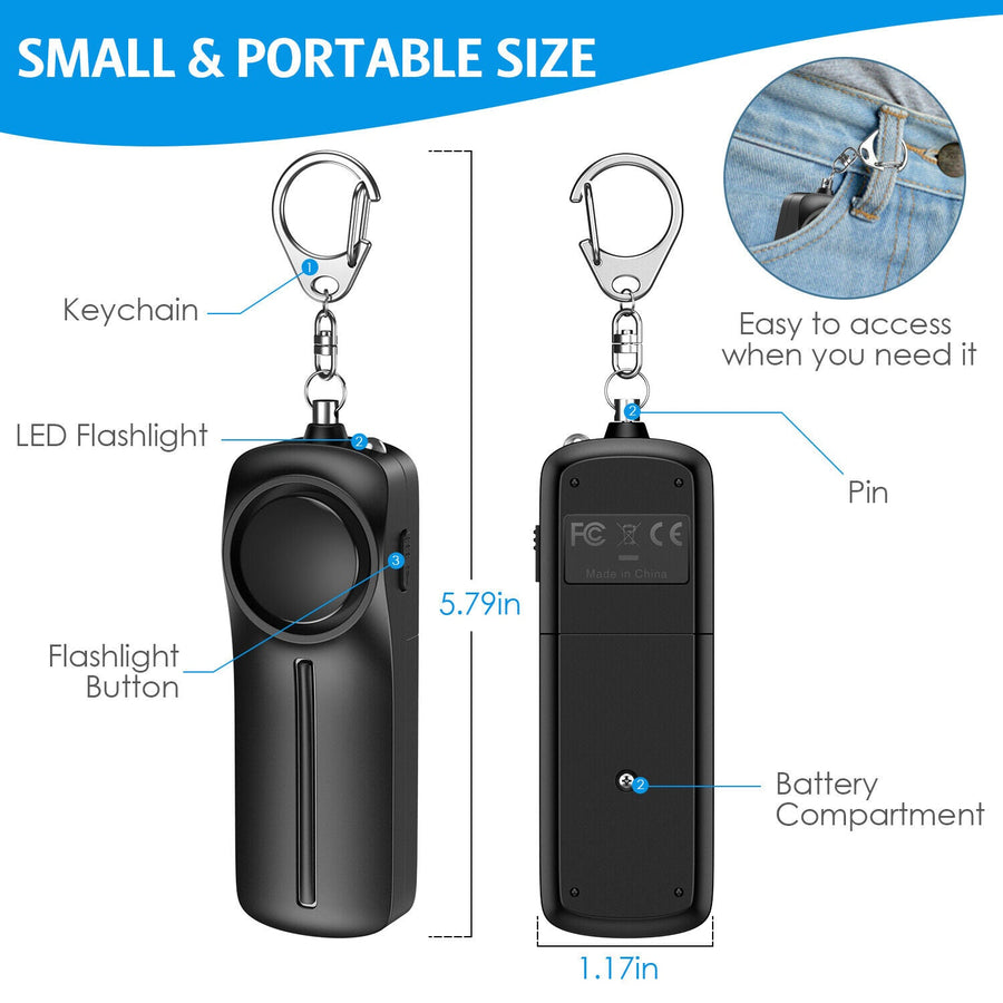 WeaponTek™ Slim LED Personal Keychain Panic Alarm 130dB