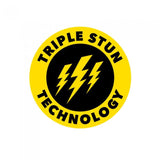 Yellow and black logo with text: TRIPLE STUN TECHNOLOGY
